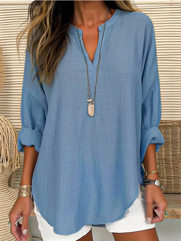HAZEL – RELAXED FIT NOTCH NECK BLOUSE