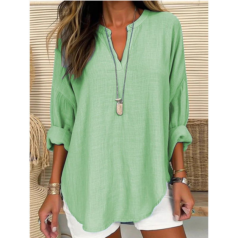 HAZEL – RELAXED FIT NOTCH NECK BLOUSE