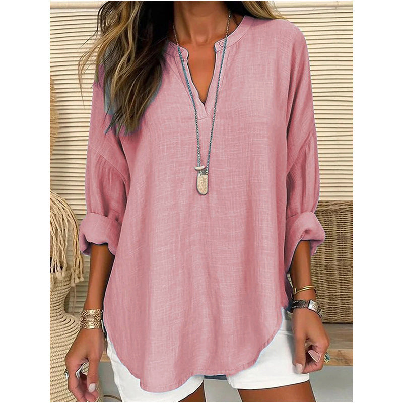 HAZEL – RELAXED FIT NOTCH NECK BLOUSE
