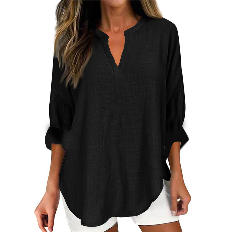 HAZEL – RELAXED FIT NOTCH NECK BLOUSE