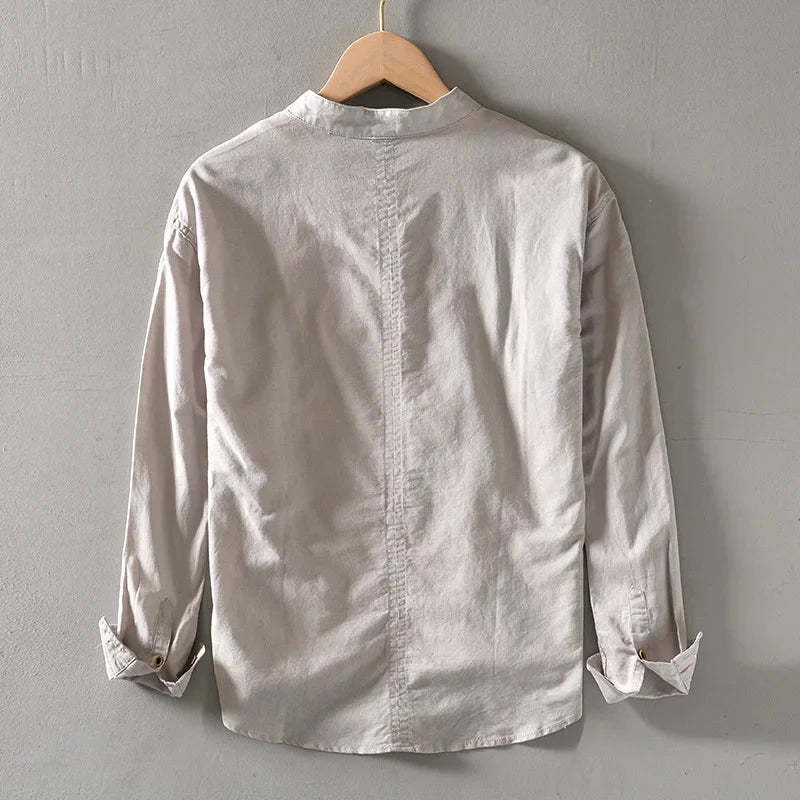 ESSENTIAL LINEN GRANDAD SHIRT