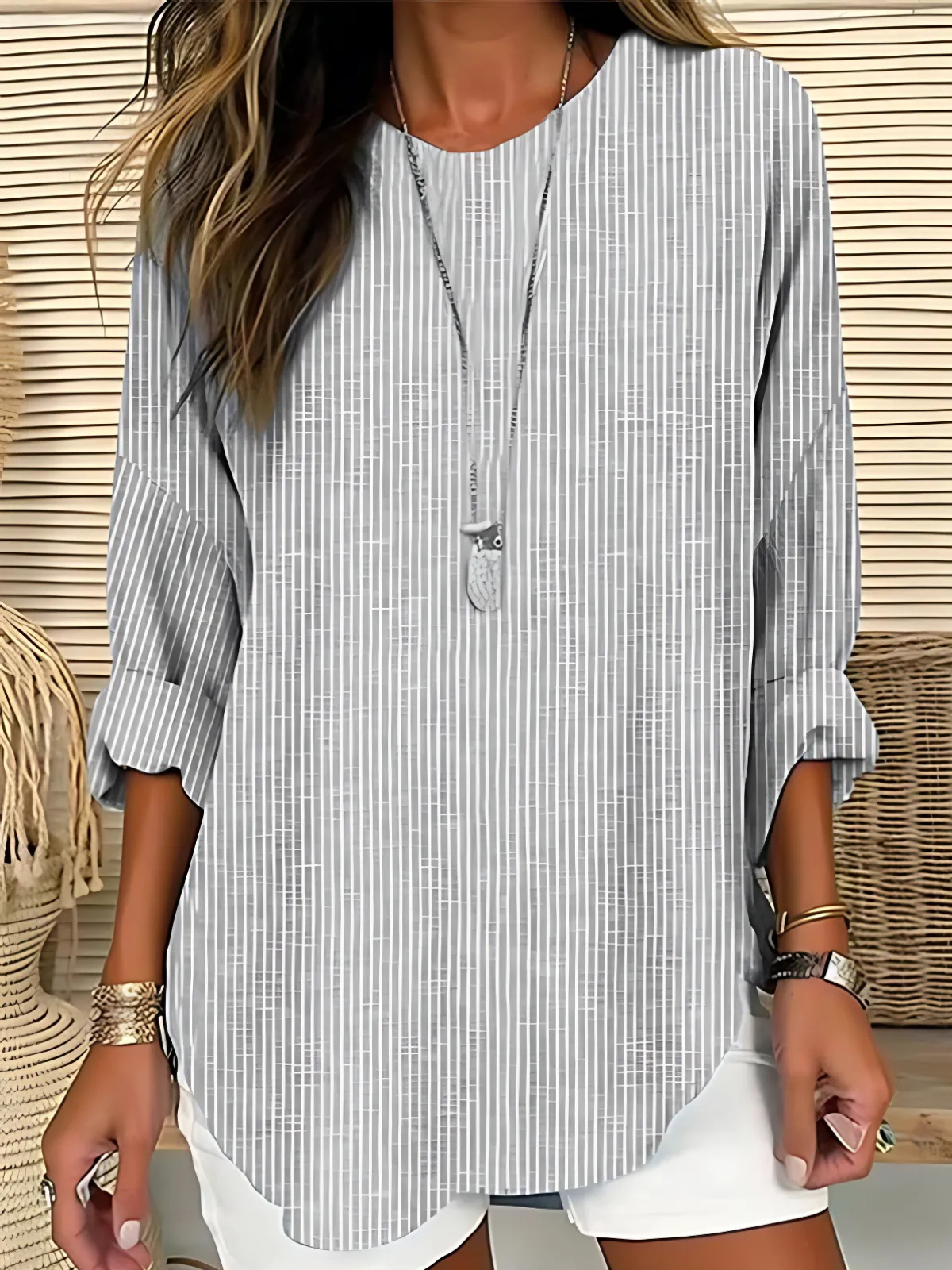 LUNARA RELAXED STRIPED TUNIC TOP