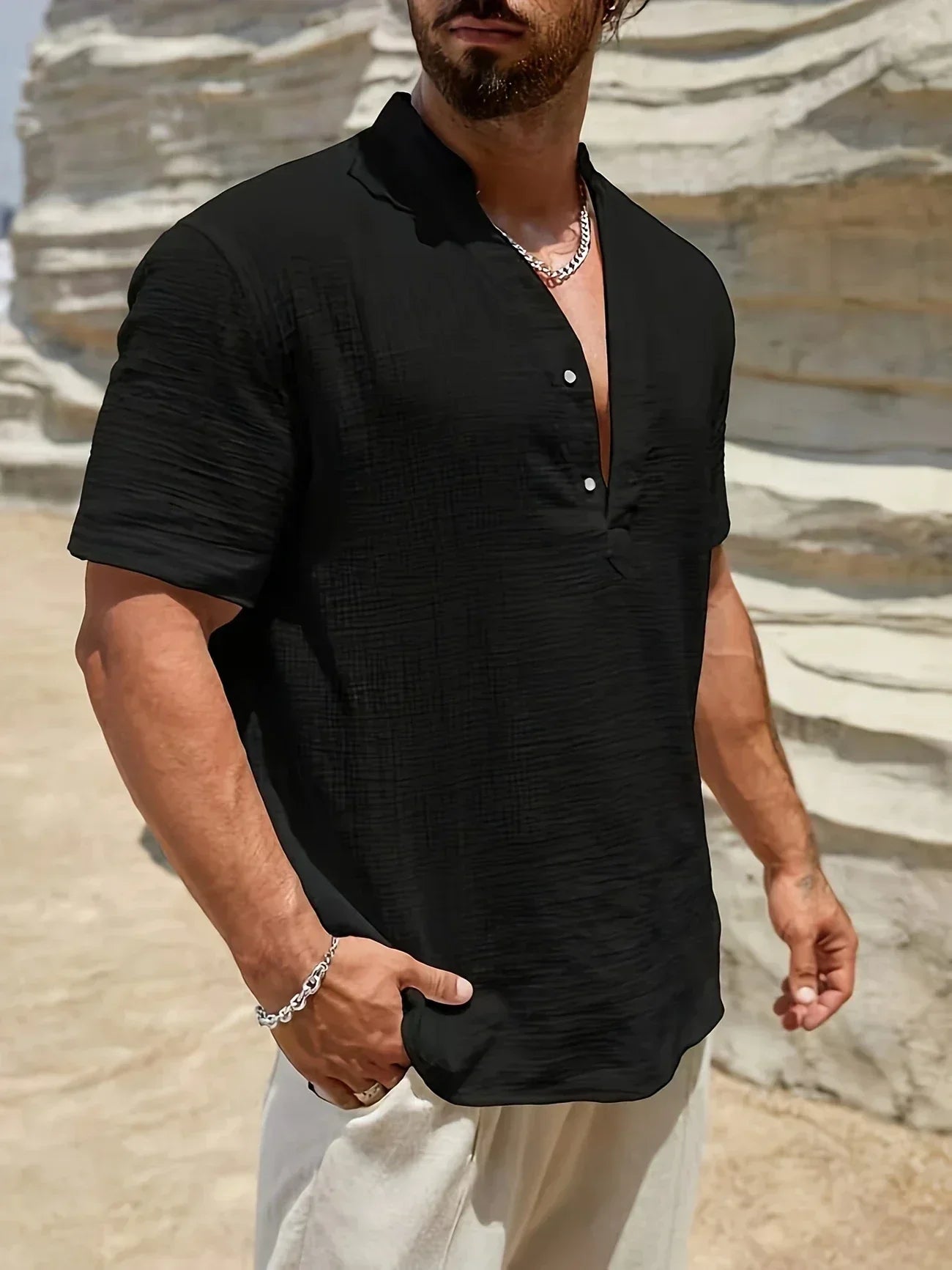 PERCY™ | ELEGANT SUMMER SHIRT WITH MANDARIN COLLAR