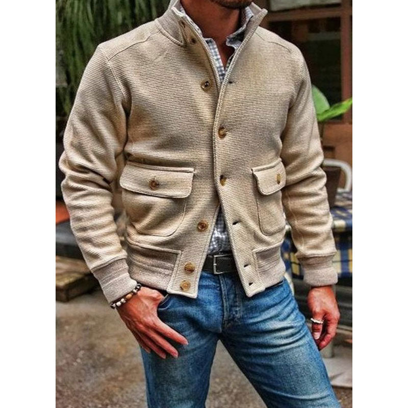 JEREMY MEN'S CLASSIC COLLAR SOLID COLOR JACKET