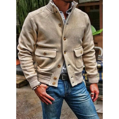 JEREMY MEN'S CLASSIC COLLAR SOLID COLOR JACKET