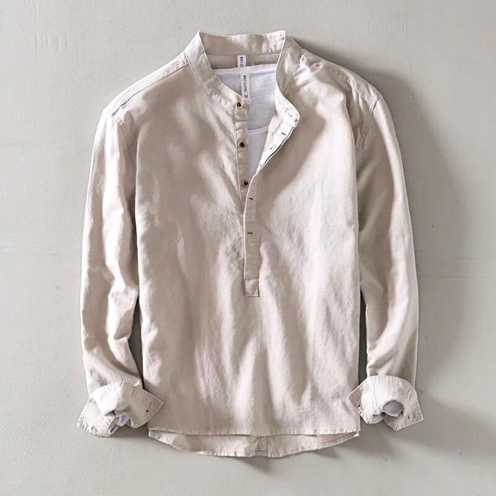 ESSENTIAL LINEN GRANDAD SHIRT