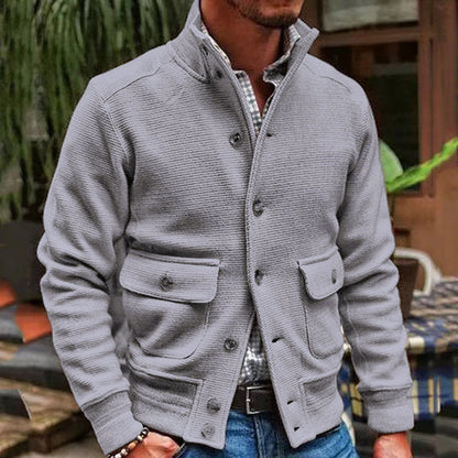 JEREMY MEN'S CLASSIC COLLAR SOLID COLOR JACKET