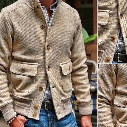 JEREMY MEN'S CLASSIC COLLAR SOLID COLOR JACKET
