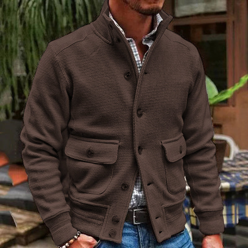 JEREMY MEN'S CLASSIC COLLAR SOLID COLOR JACKET