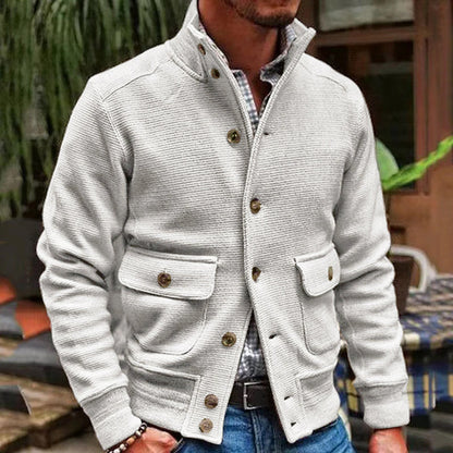 JEREMY MEN'S CLASSIC COLLAR SOLID COLOR JACKET