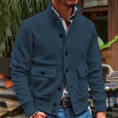 JEREMY MEN'S CLASSIC COLLAR SOLID COLOR JACKET