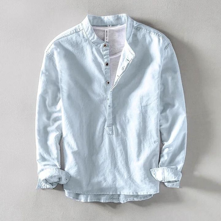 ESSENTIAL LINEN GRANDAD SHIRT