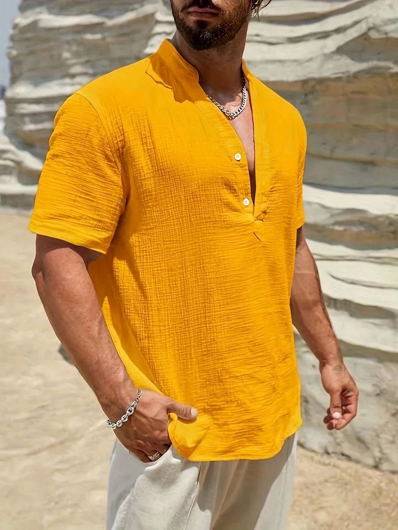 PERCY™ | ELEGANT SUMMER SHIRT WITH MANDARIN COLLAR