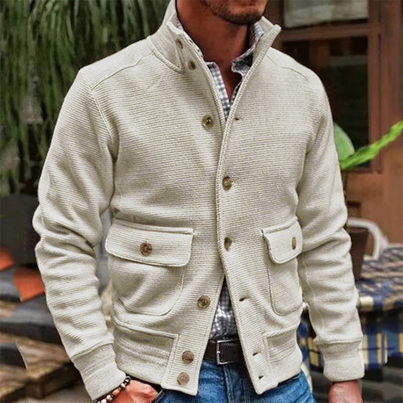 JEREMY MEN'S CLASSIC COLLAR SOLID COLOR JACKET