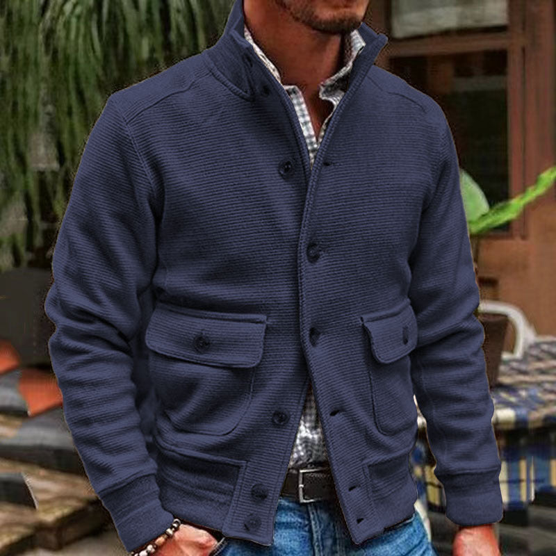 JEREMY MEN'S CLASSIC COLLAR SOLID COLOR JACKET