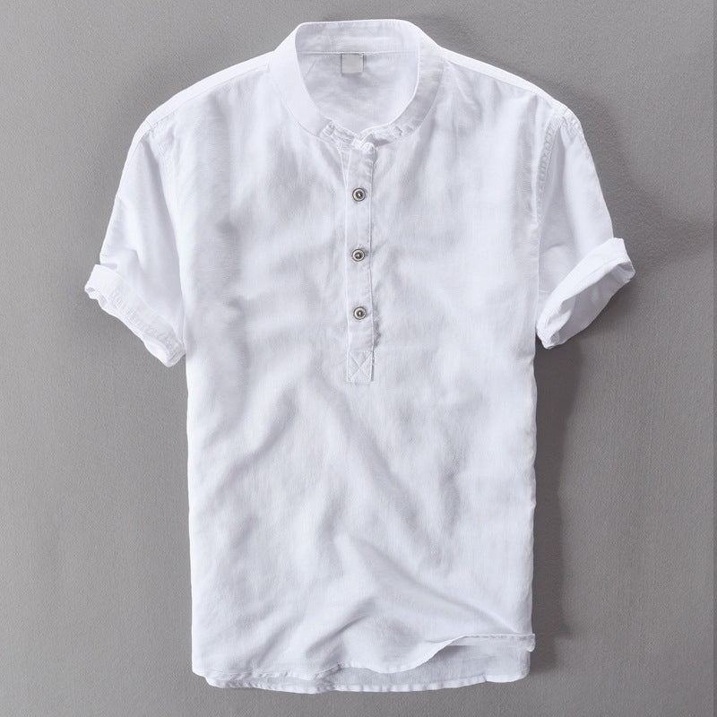 NOAH™ | ELEGANT LONG DRESS LINEN HENLEY SHIRT