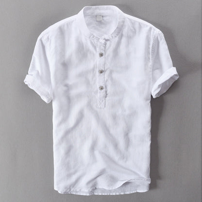 NOAH™ | ELEGANT LONG DRESS LINEN HENLEY SHIRT