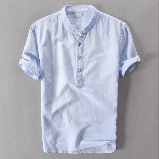 NOAH™ | ELEGANT LONG DRESS LINEN HENLEY SHIRT