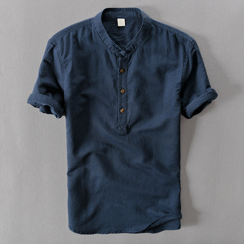 NOAH™ | ELEGANT LONG DRESS LINEN HENLEY SHIRT