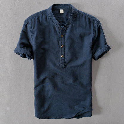 NOAH™ | ELEGANT LONG DRESS LINEN HENLEY SHIRT