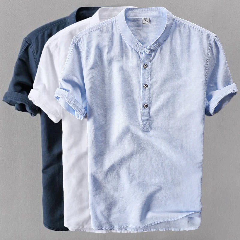 NOAH™ | ELEGANT LONG DRESS LINEN HENLEY SHIRT