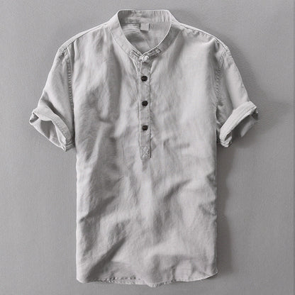 NOAH™ | ELEGANT LONG DRESS LINEN HENLEY SHIRT