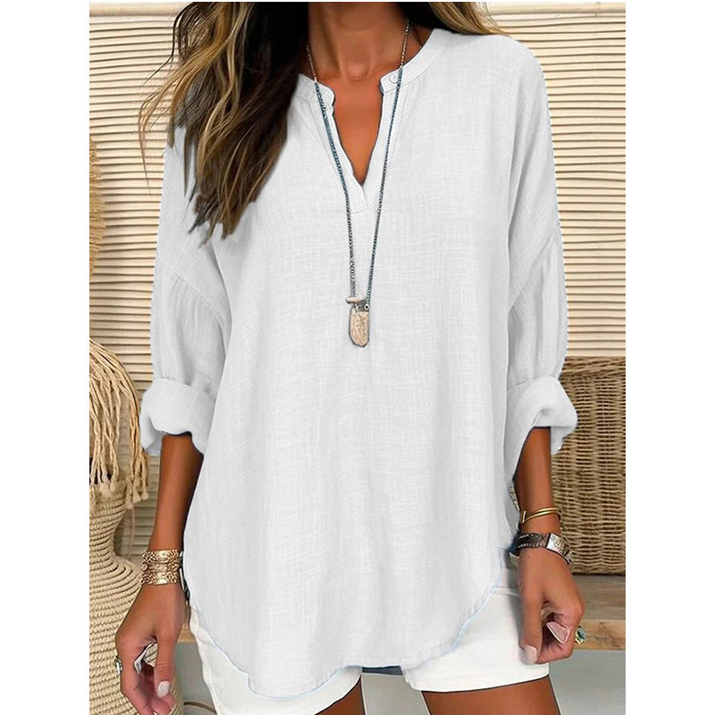 HAZEL – RELAXED FIT NOTCH NECK BLOUSE