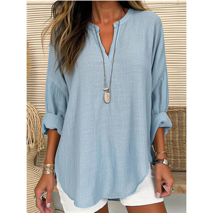 HAZEL – RELAXED FIT NOTCH NECK BLOUSE