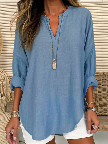 HAZEL – RELAXED FIT NOTCH NECK BLOUSE
