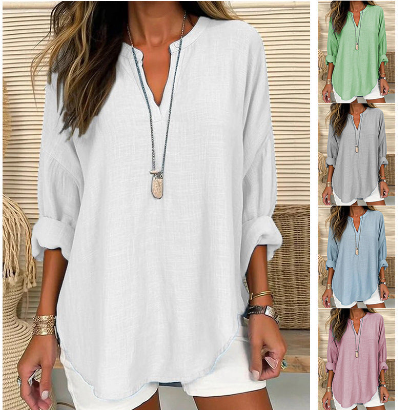 HAZEL – RELAXED FIT NOTCH NECK BLOUSE