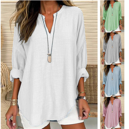 HAZEL – RELAXED FIT NOTCH NECK BLOUSE