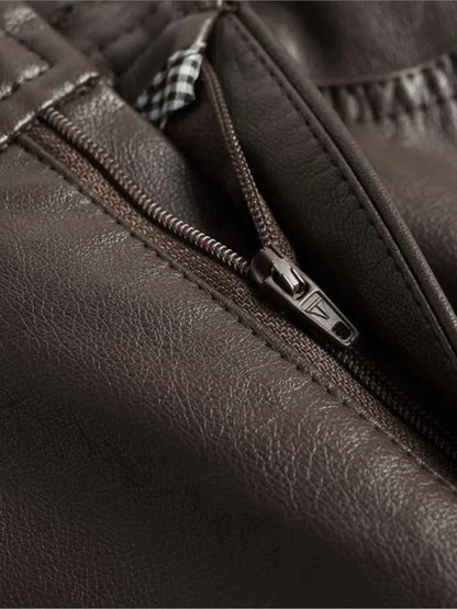 GLOSSY LEATHER WIDE LEG PANTS