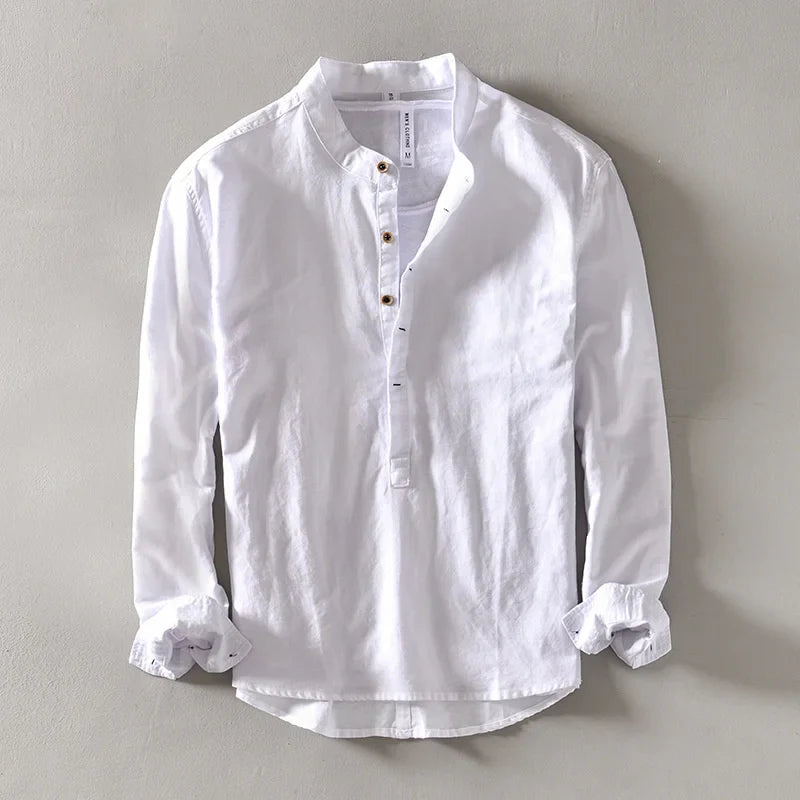 ESSENTIAL LINEN GRANDAD SHIRT