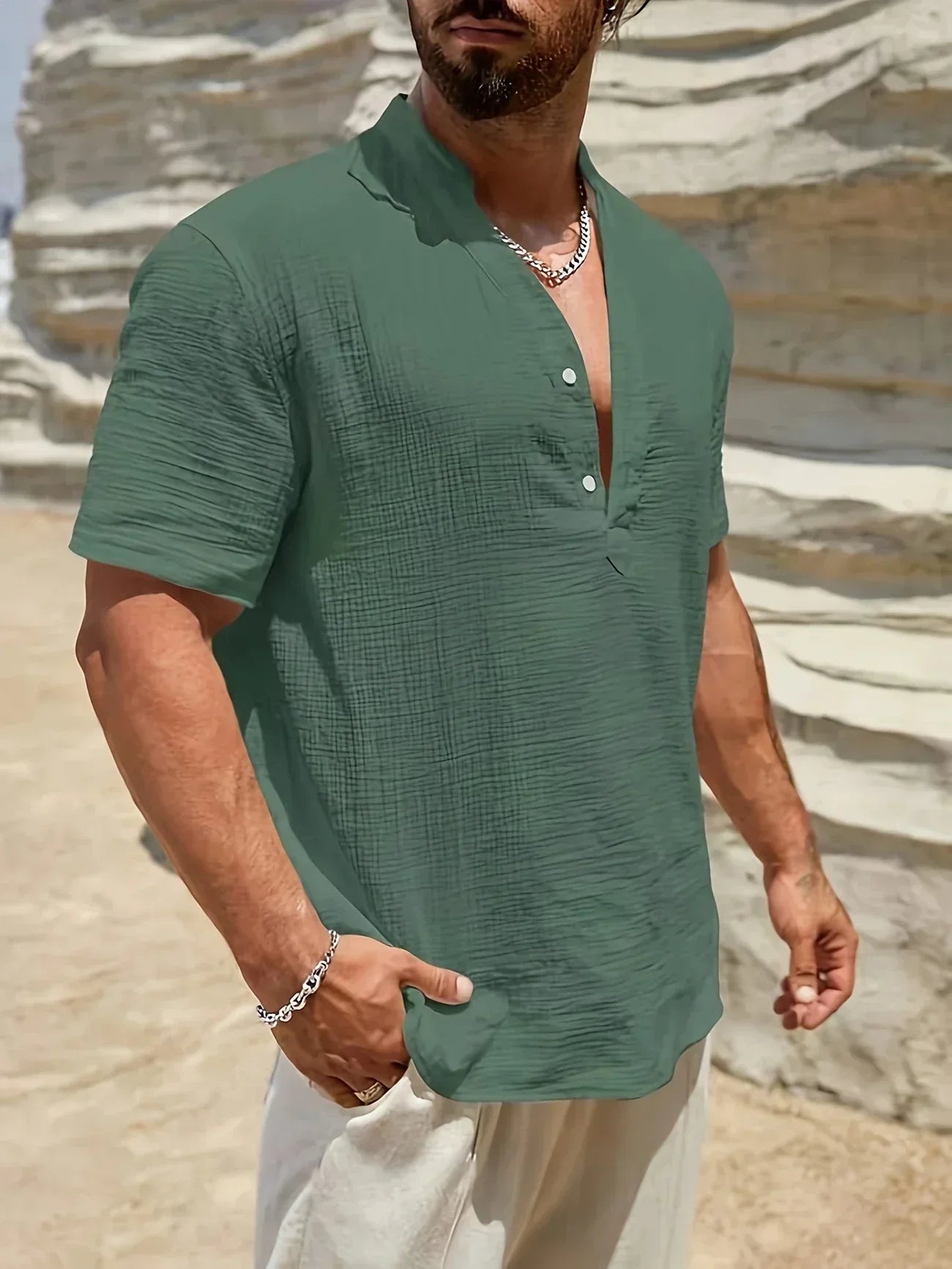 PERCY™ | ELEGANT SUMMER SHIRT WITH MANDARIN COLLAR