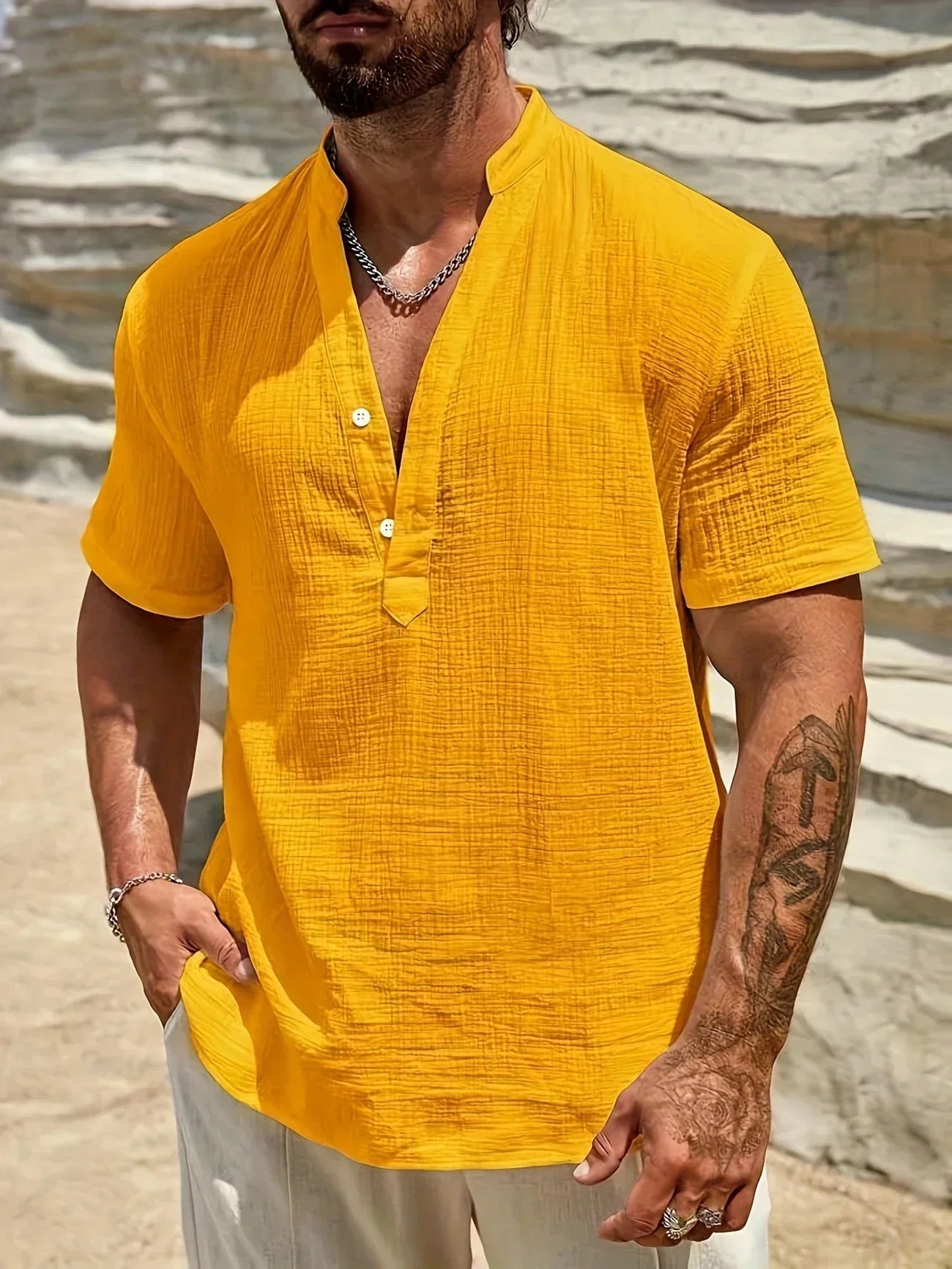 PERCY™ | ELEGANT SUMMER SHIRT WITH MANDARIN COLLAR