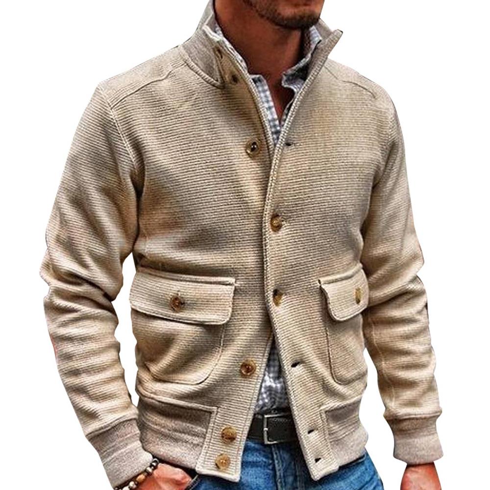 JEREMY MEN'S CLASSIC COLLAR SOLID COLOR JACKET