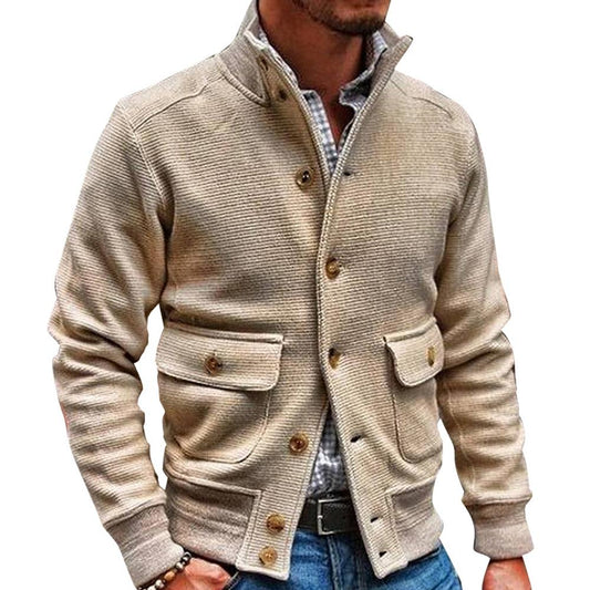 JEREMY MEN'S CLASSIC COLLAR SOLID COLOR JACKET